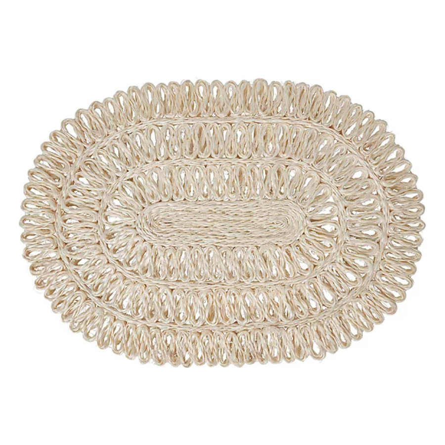Straw Loop Oval Placemat Whitewash