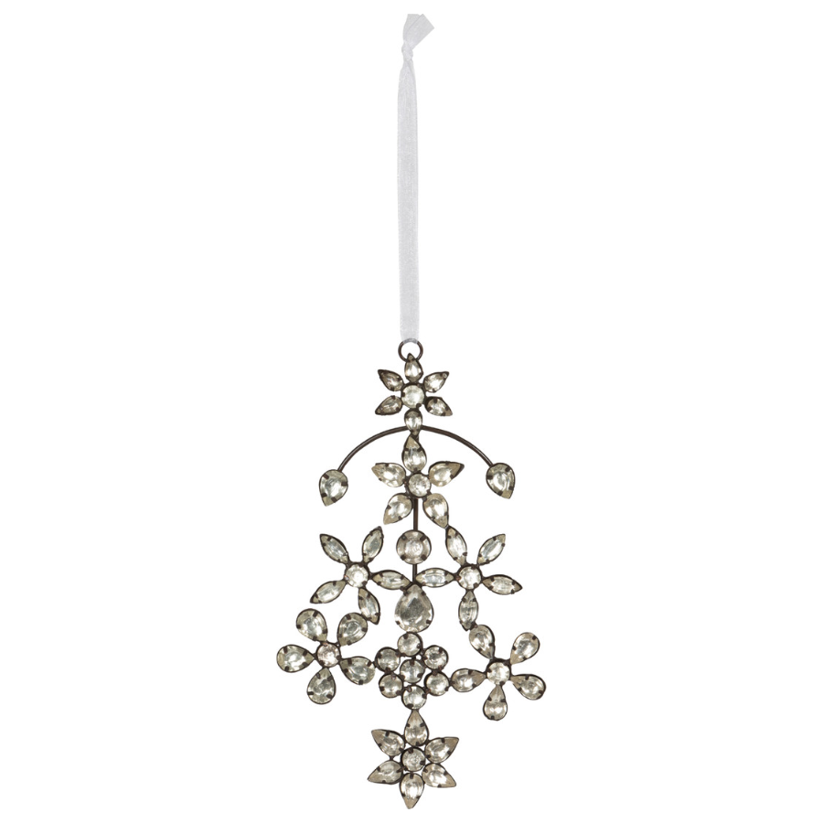 Antique Silver Gem Flourish Ornament