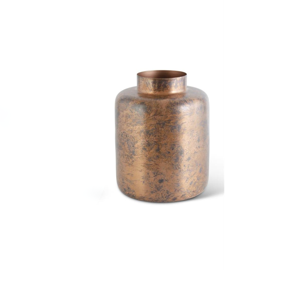Copper Distressed Metal Vase Cannister
