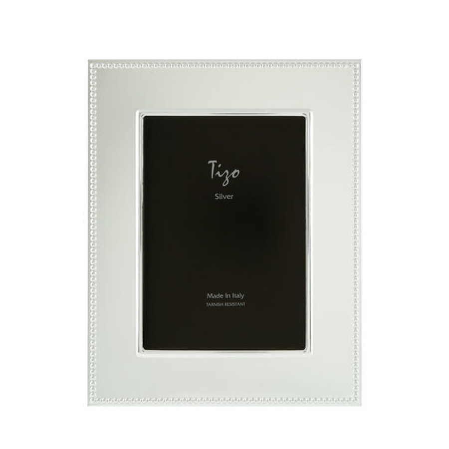 Italian Silverplate Frame Wide Border Beaded 4x6