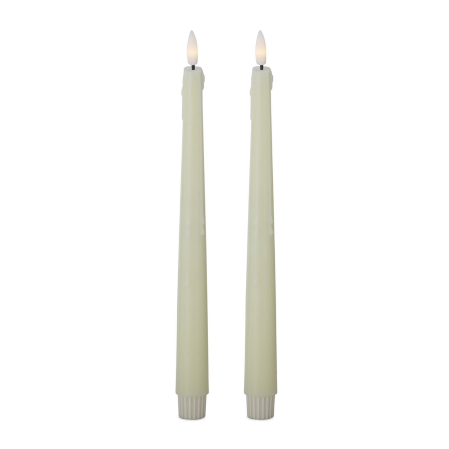 11.5" Cream LED Drip Taper Candles w/Timer Set/2