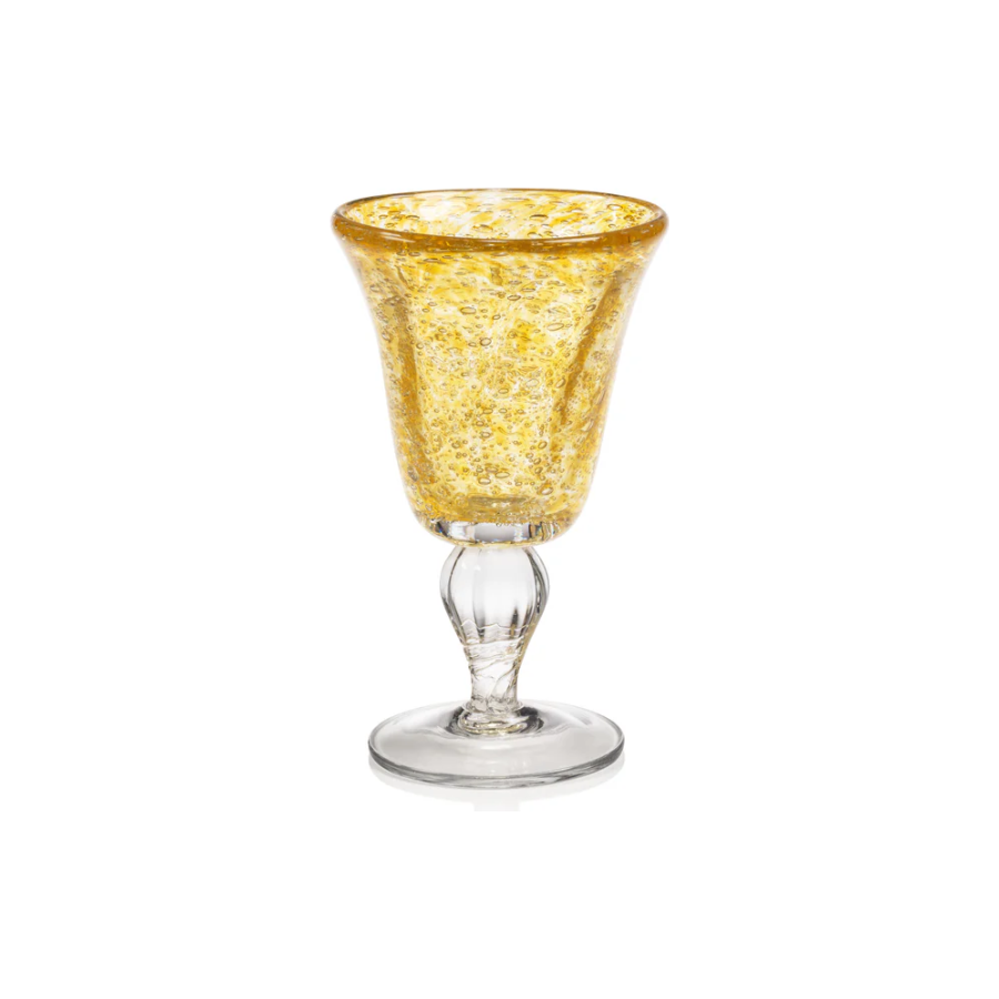 Antibes Wine Glass Yellow w/ Clear Base