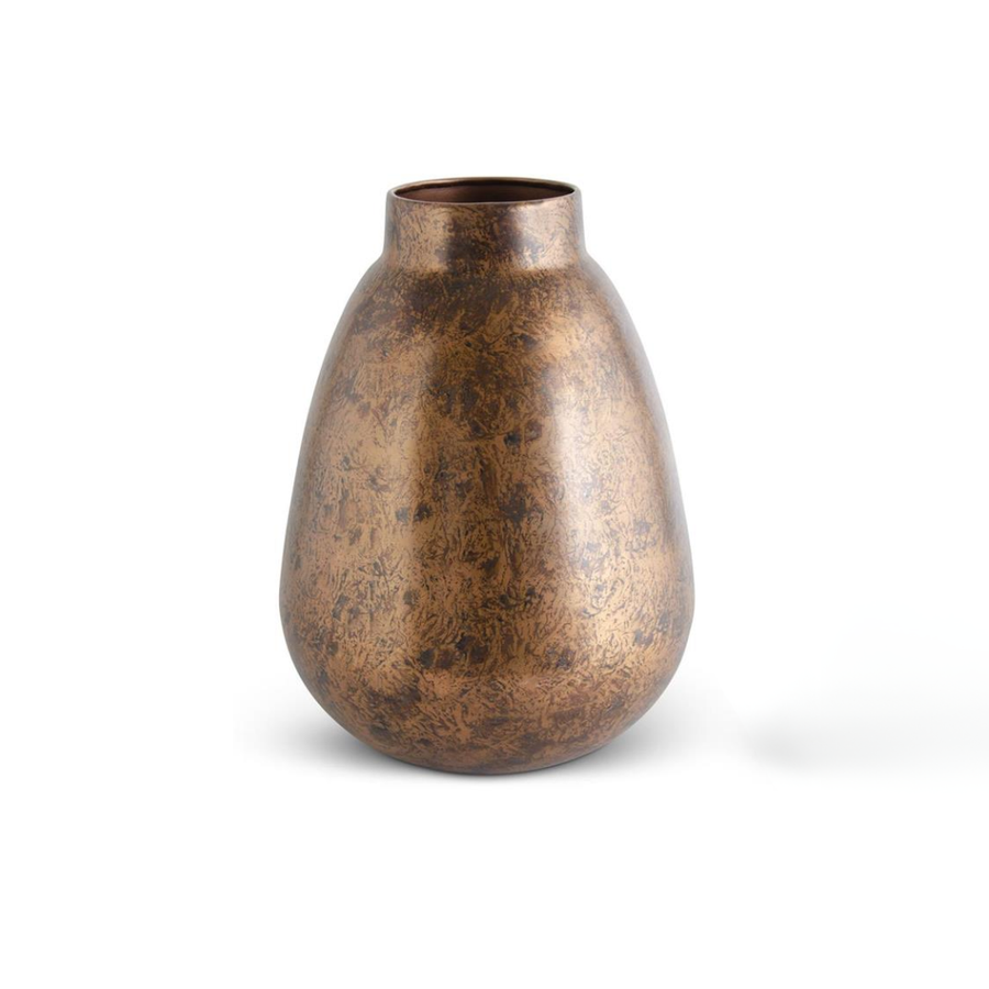 Copper Distressed Metal Vase Pyriform