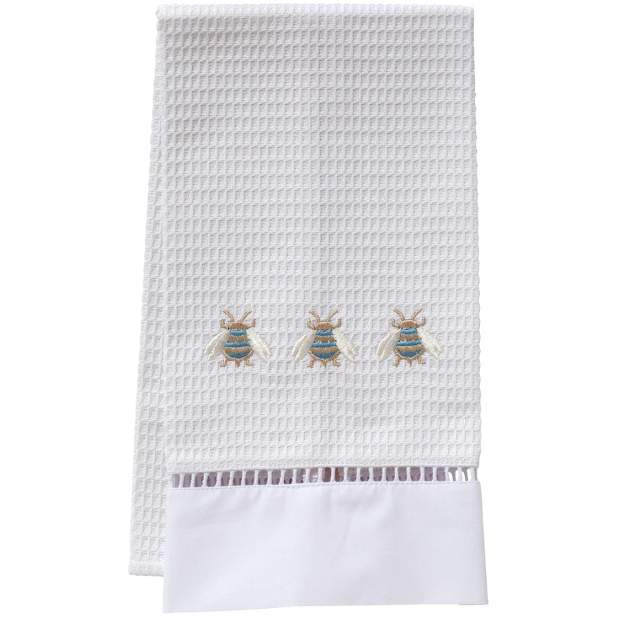 Guest Towel Waffle Weave Three Bees Blue