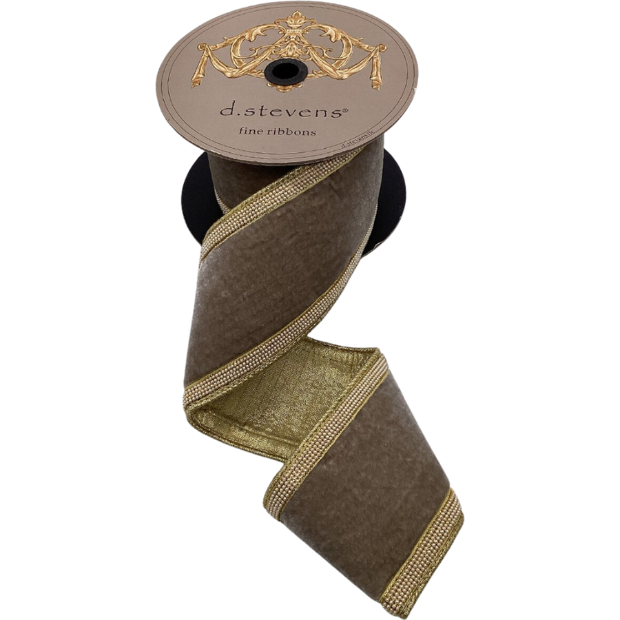 4" x 5yds Velvet Small Pearl Side Trim Platinum