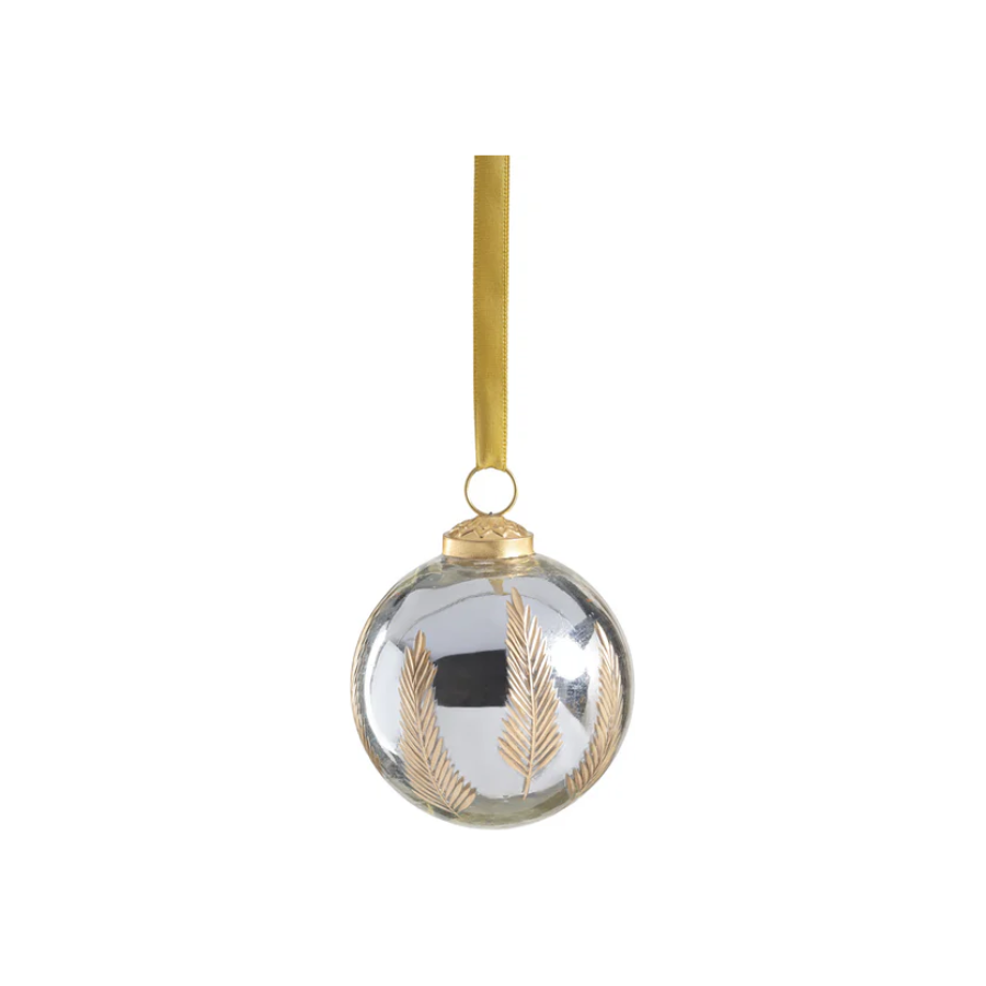 Heritage Gold Leaf Mirrored Glass Ornament Gold 3"