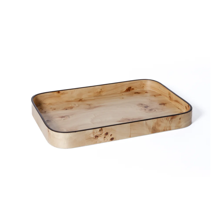 Valberg Burl Veneer Rectangular Rounded Serving Tray