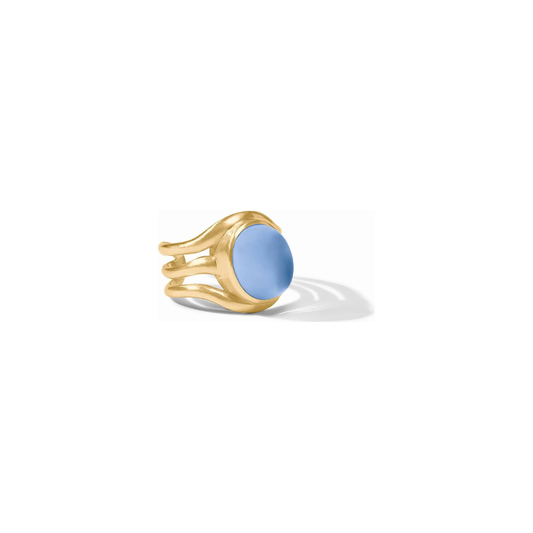 Wave Stone Ring Chalcedony Blue