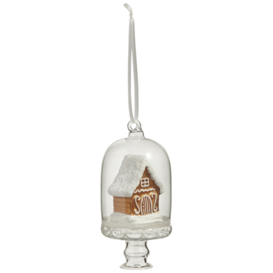4.5" Gingerbread House in Cloche Ornament