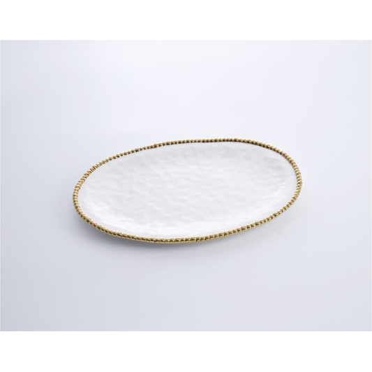 Large Oval Platter White/Gold