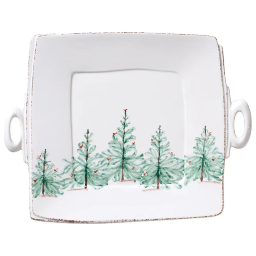 Lastra Holiday Handled Square Platter