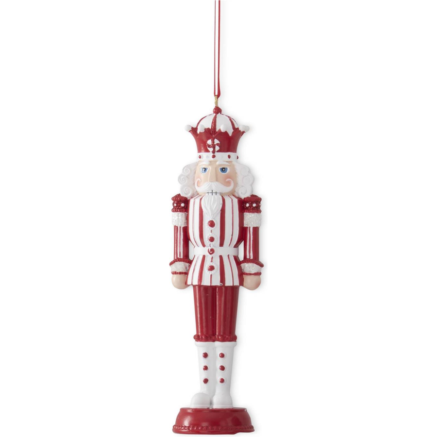 6" Red & White Striped Nutcracker Ornament