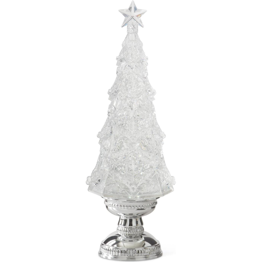 16" Silver Water Spinning LED Christmas Tree w/Timer