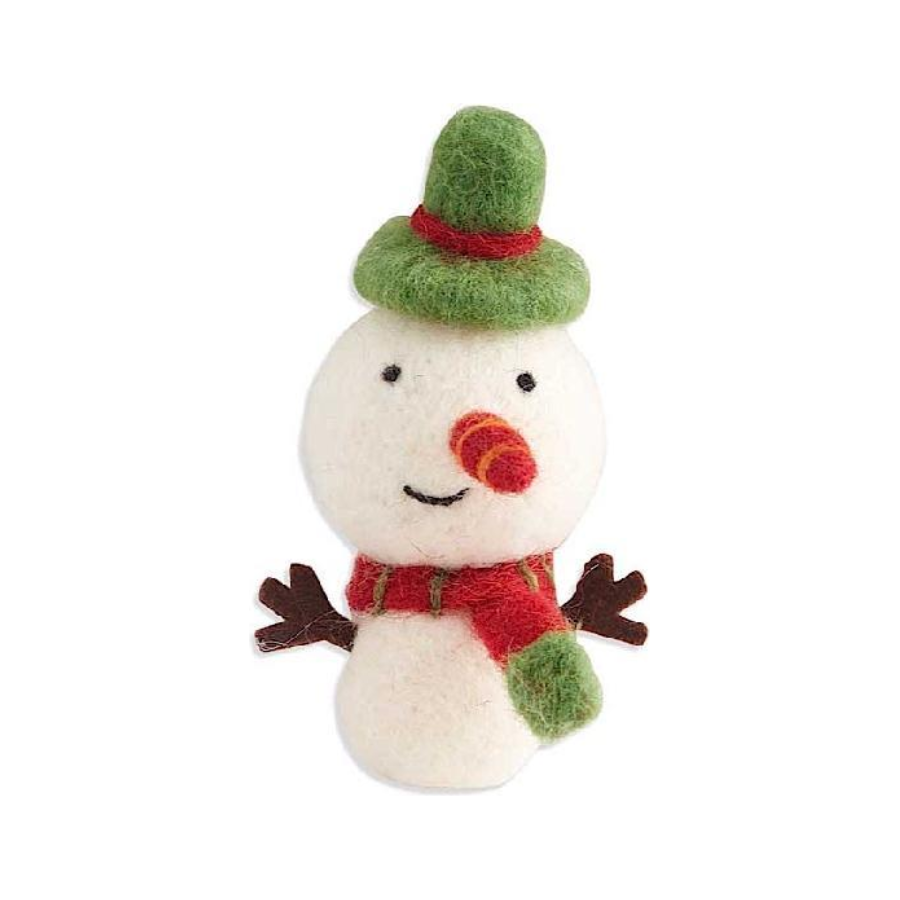 5" Snowman in Green Hat Felt Ornament