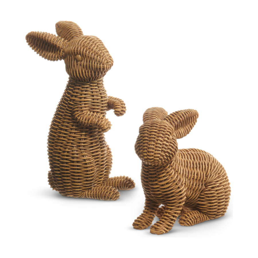 Brown Basketweave Rabbits Set/2