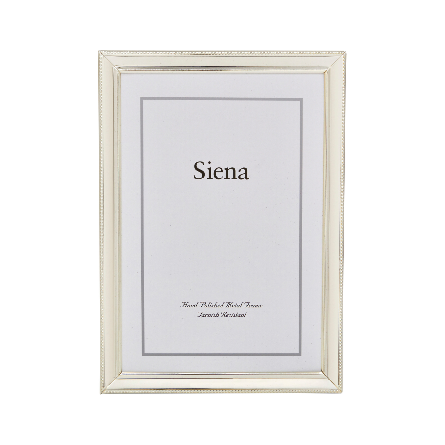 Siena Silverplate Frame Narrow Beveled Beaded 5x7