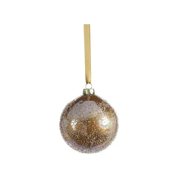 Golden Sugar Bead Luster Glass Ball Ornament