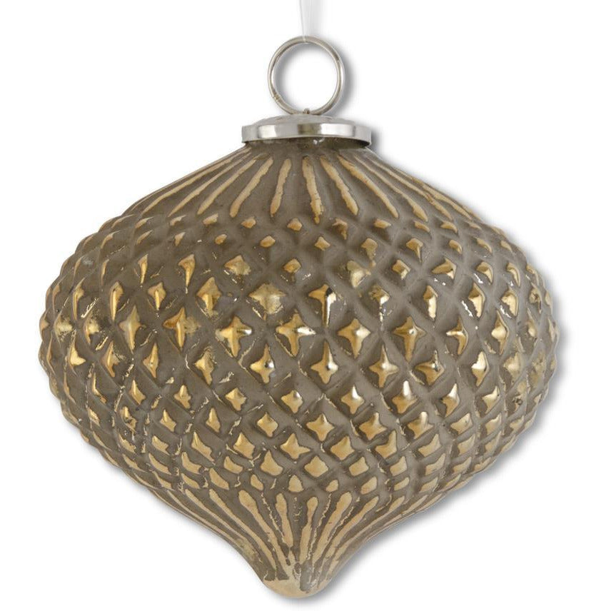 7.25" Distressed Gold Glass Onion Orn