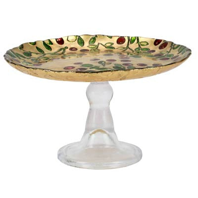 Cranberry Glass Small Cake Stand