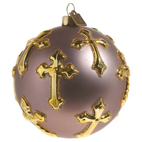 3.5" Pewter Holy Cross Ball Ornament