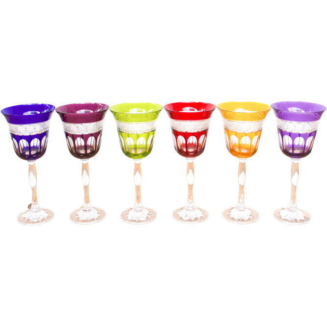 New Orleans Color Crystalline Goblet Set/6
