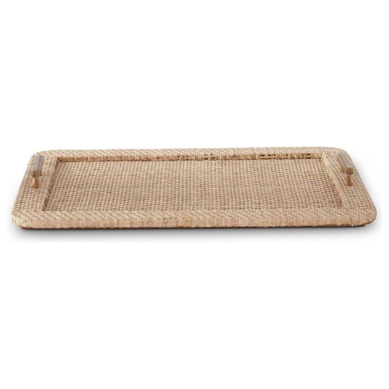 23.25" Rattan Tray w/ Brass Handle