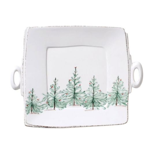 Lastra Holiday Square Platter w/Handles