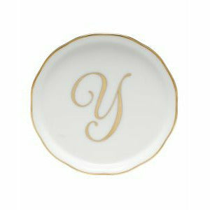 Porcelain Monogram Coaster Gold