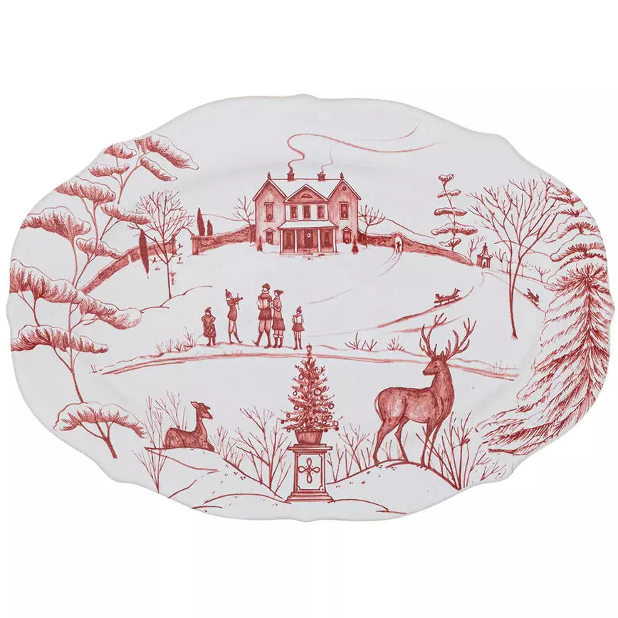 Country Estate Winter Frolic Ruby Serving Collection