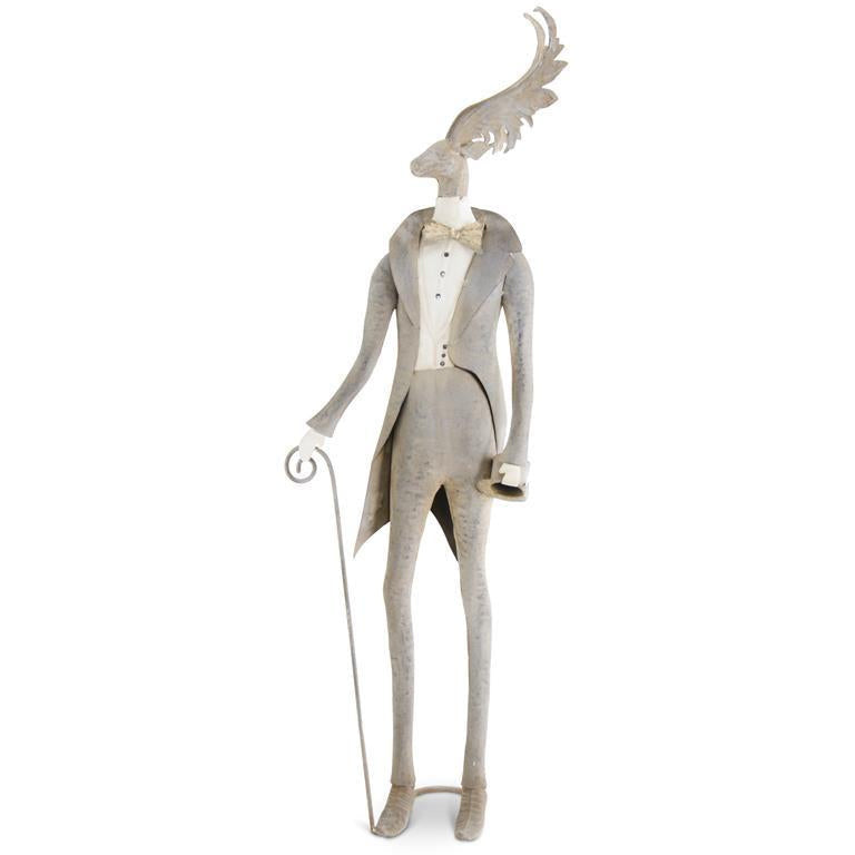 33" Distressed Metal Deer Man