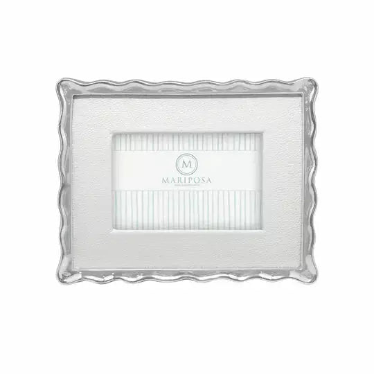 White Leather with Wavy Border