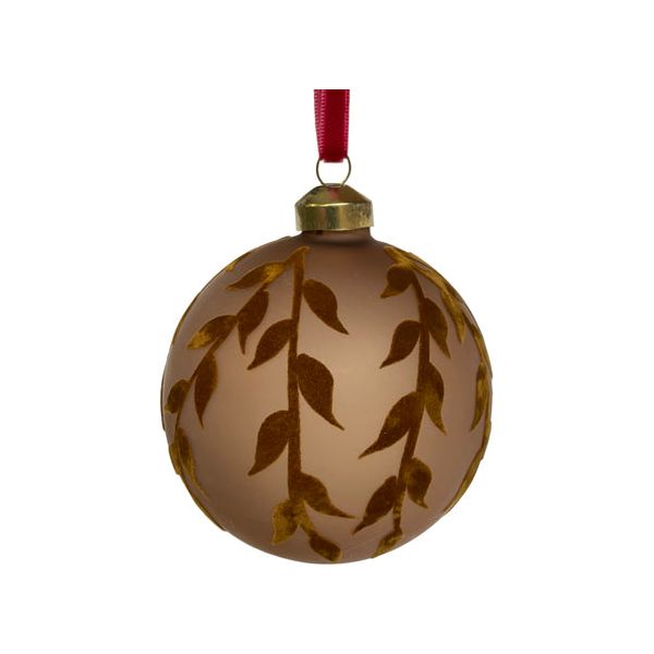 Glass Ball Brown Velvet Branch Ornament