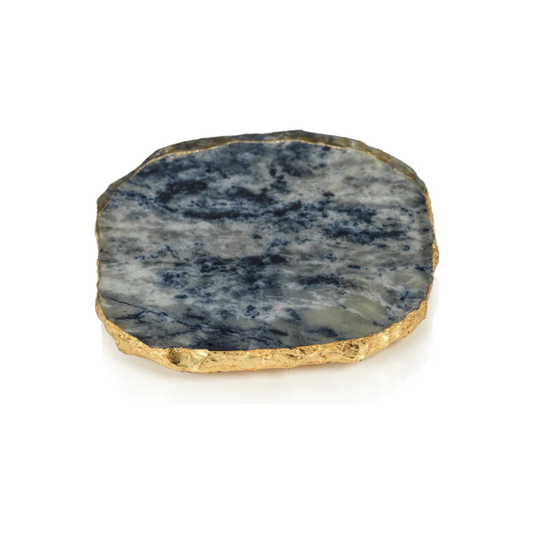Agate Marble Glass Coaster Blue Set/4