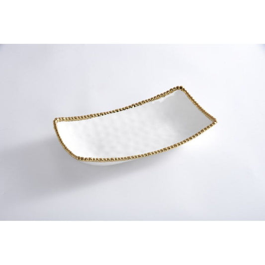 Rectangular Deep Server White/Gold