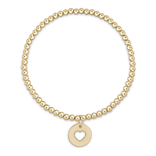 Classic Gold 3mm Bead Bracelet Love Disc