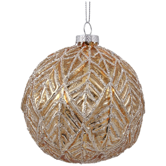 Glittery Leaf Ball 120mm Gold