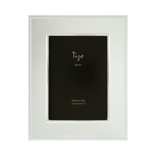 Italian Silverplate Frame Wide Border Beaded 5x7