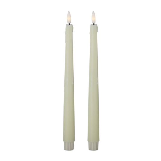 11.5" Cream LED Drip Taper Candles w/Timer Set/2