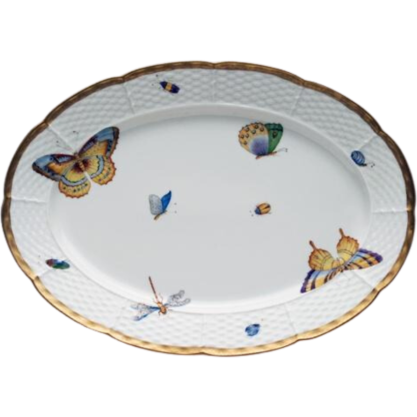 Gold Rimmed Oval Platter with Butterflies