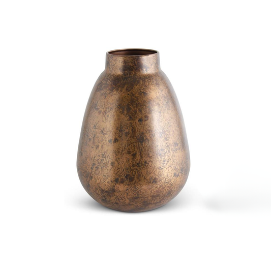 Copper Distressed Metal Vase Pyriform
