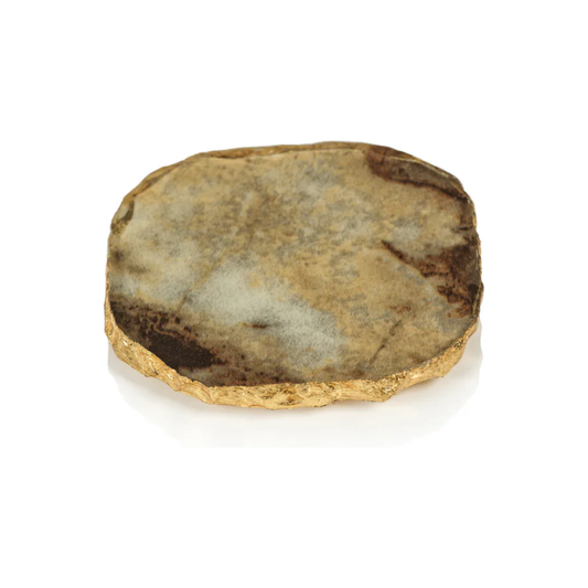 Agate Marble Glass Coaster Brown Set/4