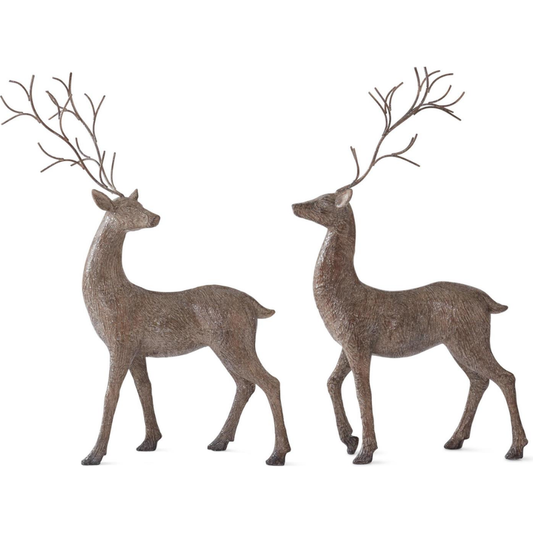 Glittered Resin Standing Deer Set/2