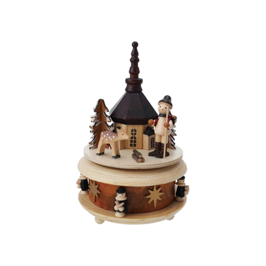 Wood Wind-Up Music Box "Oh Christmas Tree"