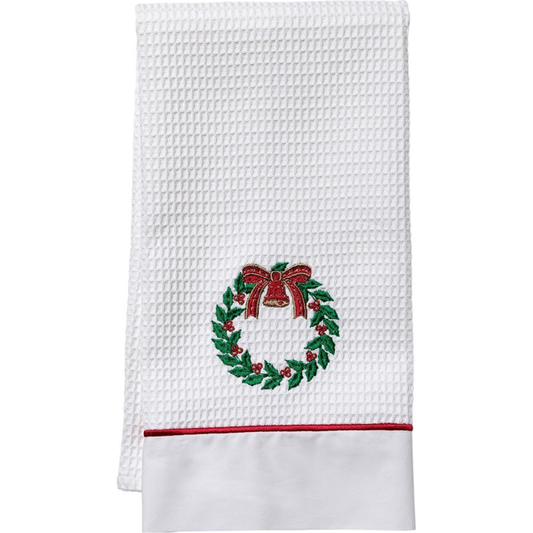 Guest Towel Waffle Weave and Satin Trim Bell Wreath