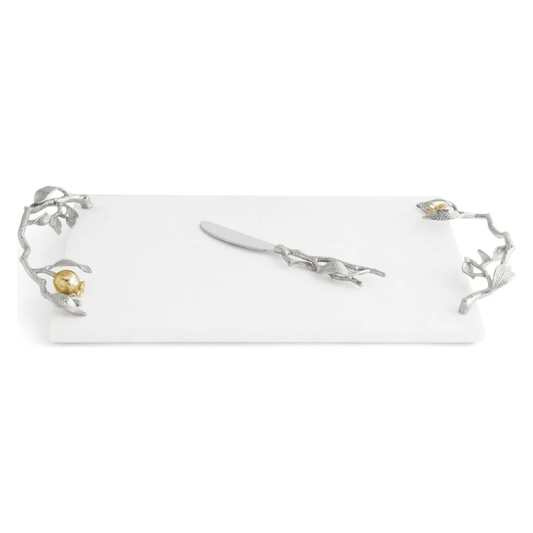 Pomegranate Silver & Gold Cheese Board & Spreader