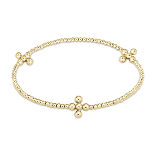 Signature Cross 2mm Bead Bracelet 3mm Gold