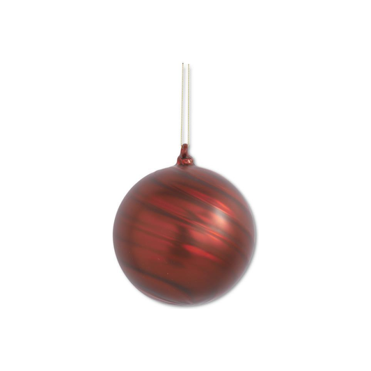 4" Matte Red Swirl Round Glass Ornament