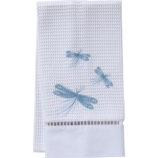 Guest Towel Waffle Weave Three Dragonflies Blue