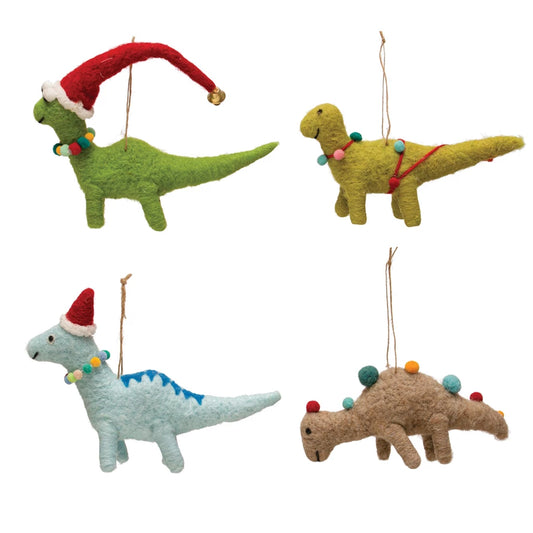 Felt Dinosaur w/Seasonal Accessories Ornament