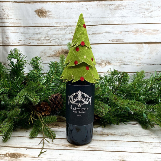 9" Felt Christmas Tree Beverage Topper Green